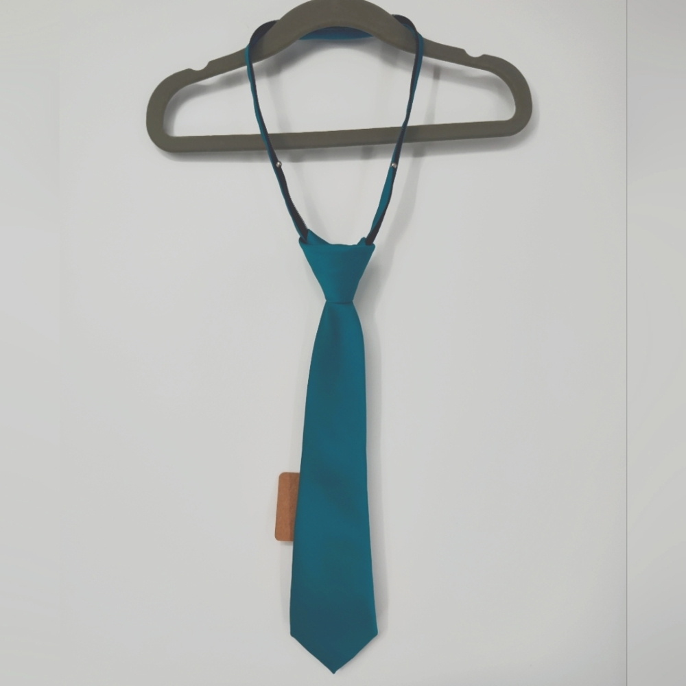 Elegant Teal Boys Zipper Tie Size Medium